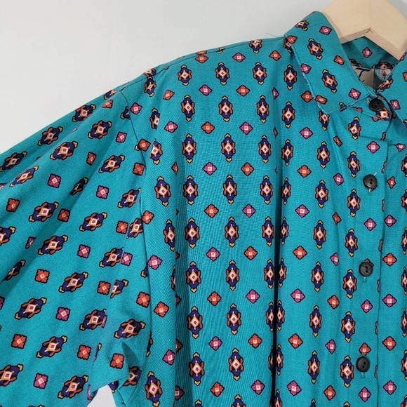 NEW VTG Circle T By Marilyn Lenox Blue Argyle Western Cowgirl Rodeo Top Sz M - Picture 3 of 12